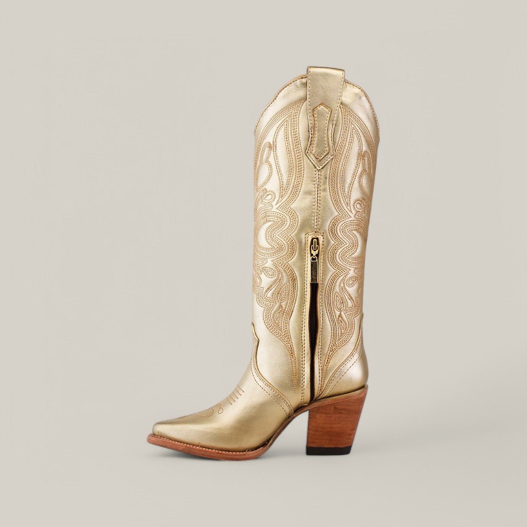 Linda Gold Tall Shaft Boots - Snip Toe - Gomez Western Wear