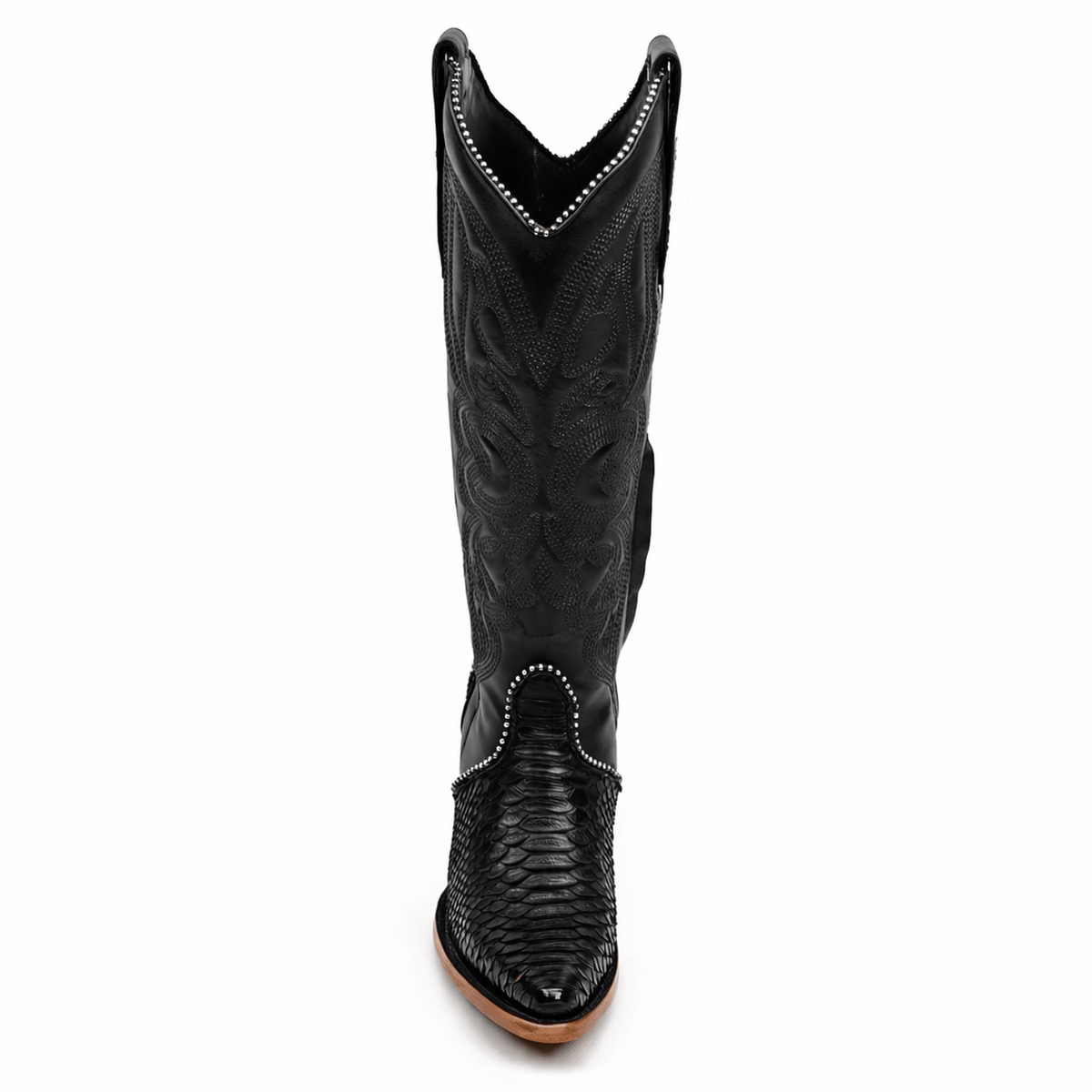 Linda Python Black Boots - Tall Shaft - J Toe - Gomez Western Wear