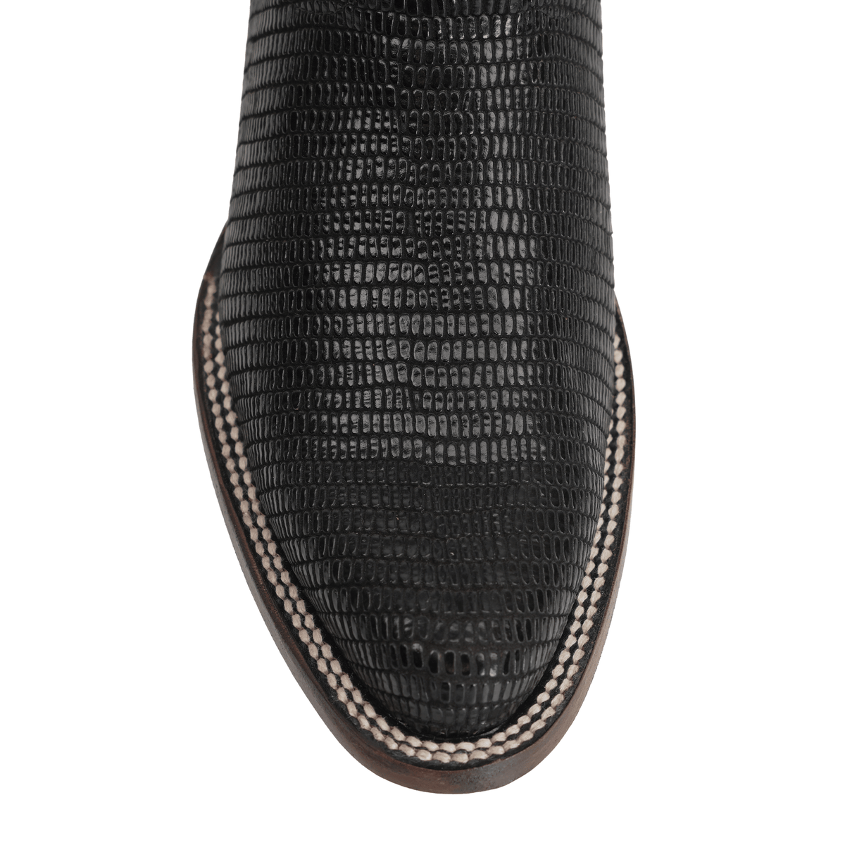 Lizard Black Boots - Embossed Leather - Roper Toe (E954) - Gomez Western Wear