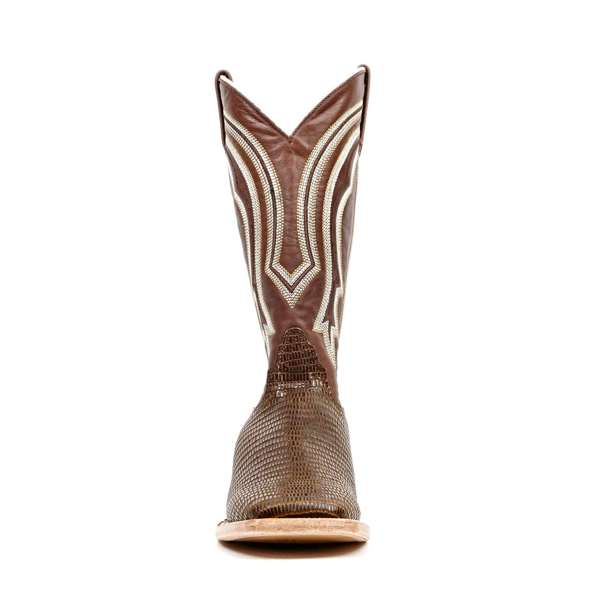 Lizard Cowboy Boots - Brown Embossed Leather - Square Toe (E949) - Gomez Western Wear