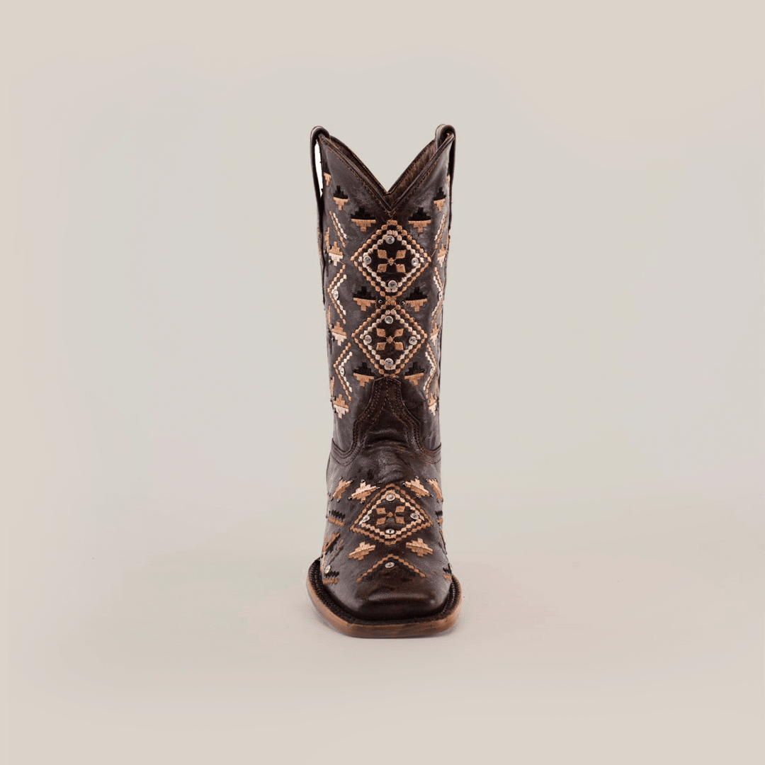 Maya - Budapest Brown Cowgirl Boots - Short Shaft - Square Toe (E788) - Gomez Western Wear