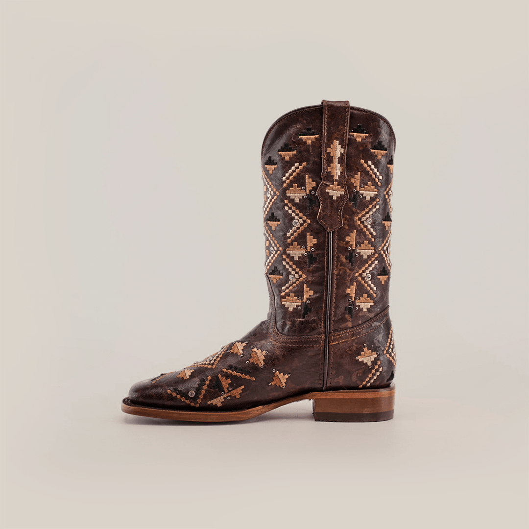 Maya - Budapest Brown Cowgirl Boots - Short Shaft - Square Toe (E788) - Gomez Western Wear
