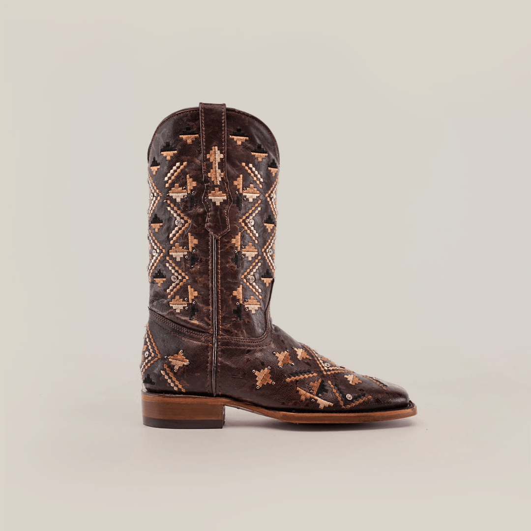 Maya - Budapest Brown Cowgirl Boots - Short Shaft - Square Toe (E788) - Gomez Western Wear