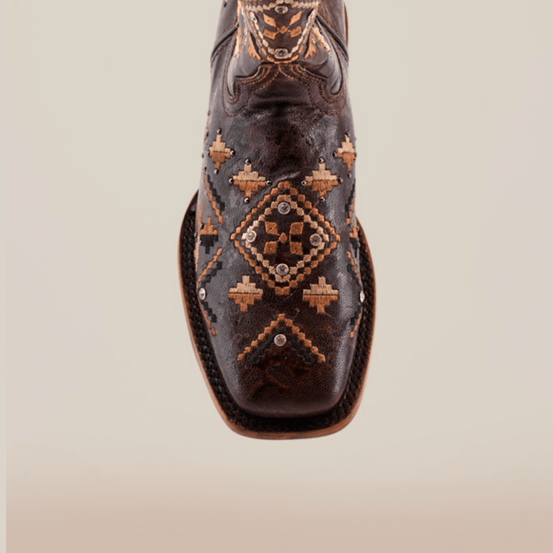 Maya - Budapest Brown Cowgirl Boots - Short Shaft - Square Toe (E788) - Gomez Western Wear