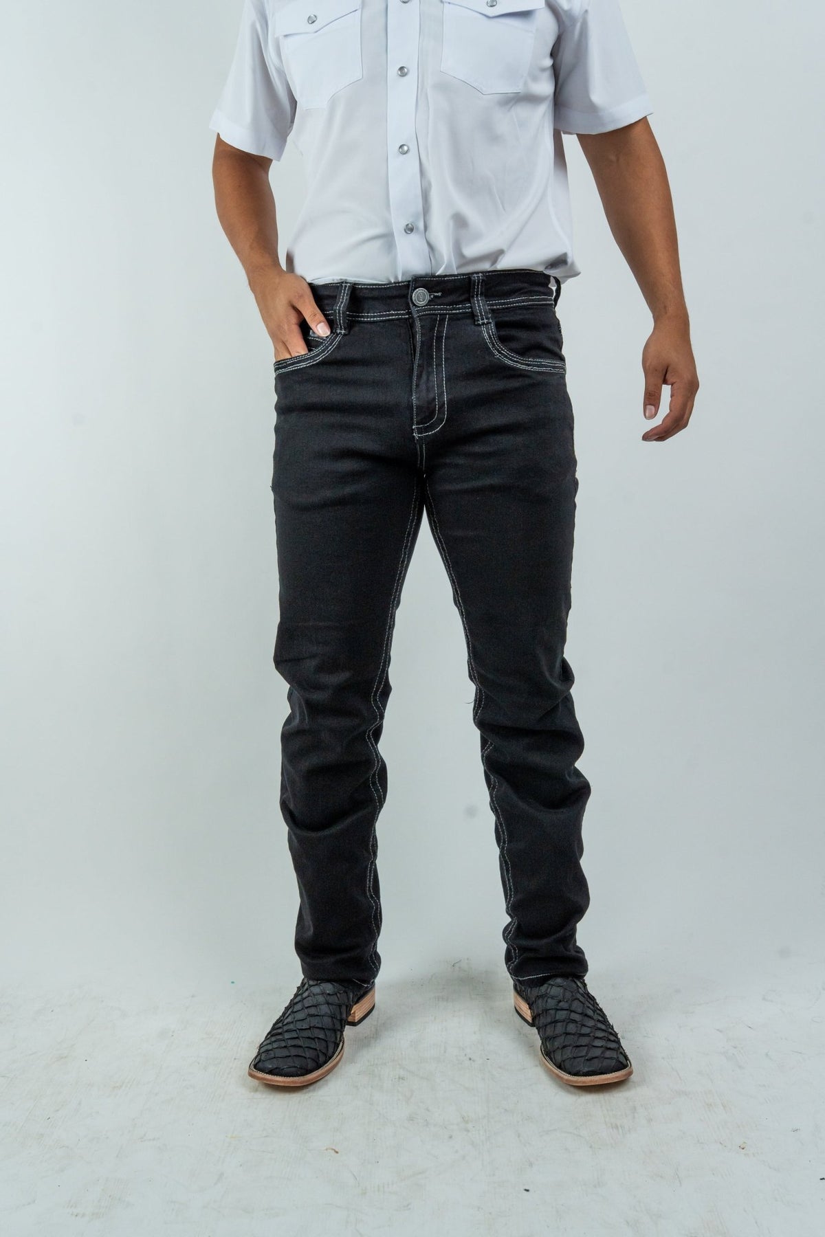 Men's Western Boot Cut Black Denim Jeans (RS-008) - Gomez Western Wear