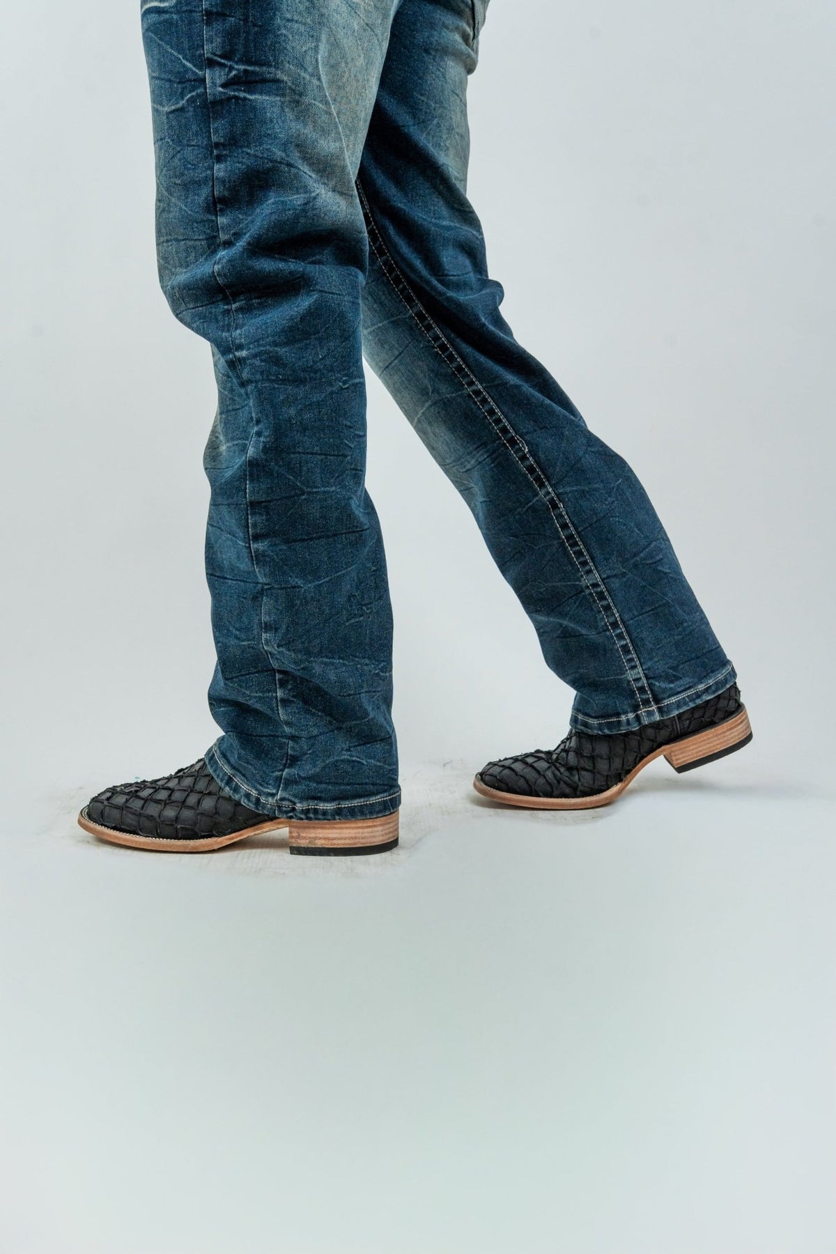 Men's Western Boot Cut Dark Blue Denim Jeans (RS-008) - Gomez Western Wear