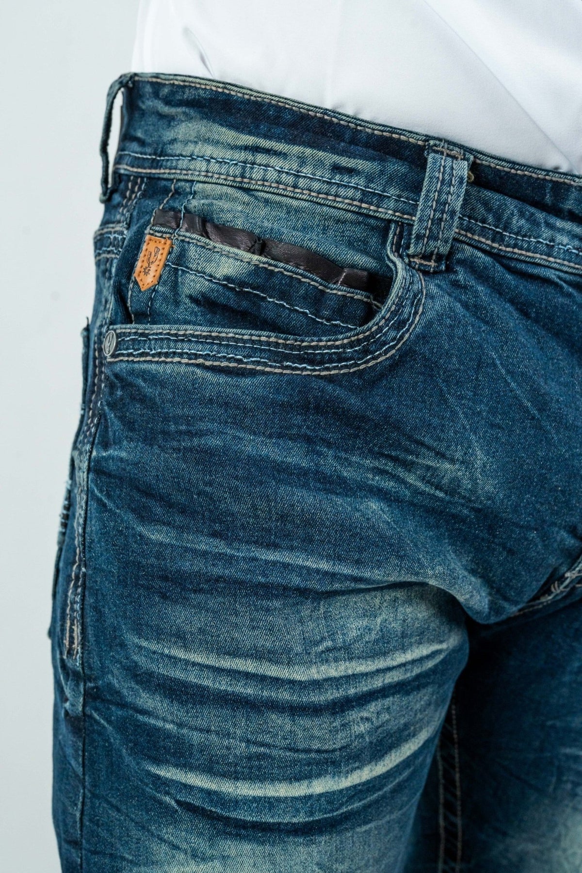 Men's Western Boot Cut Dark Blue Denim Jeans (RS-008) - Gomez Western Wear