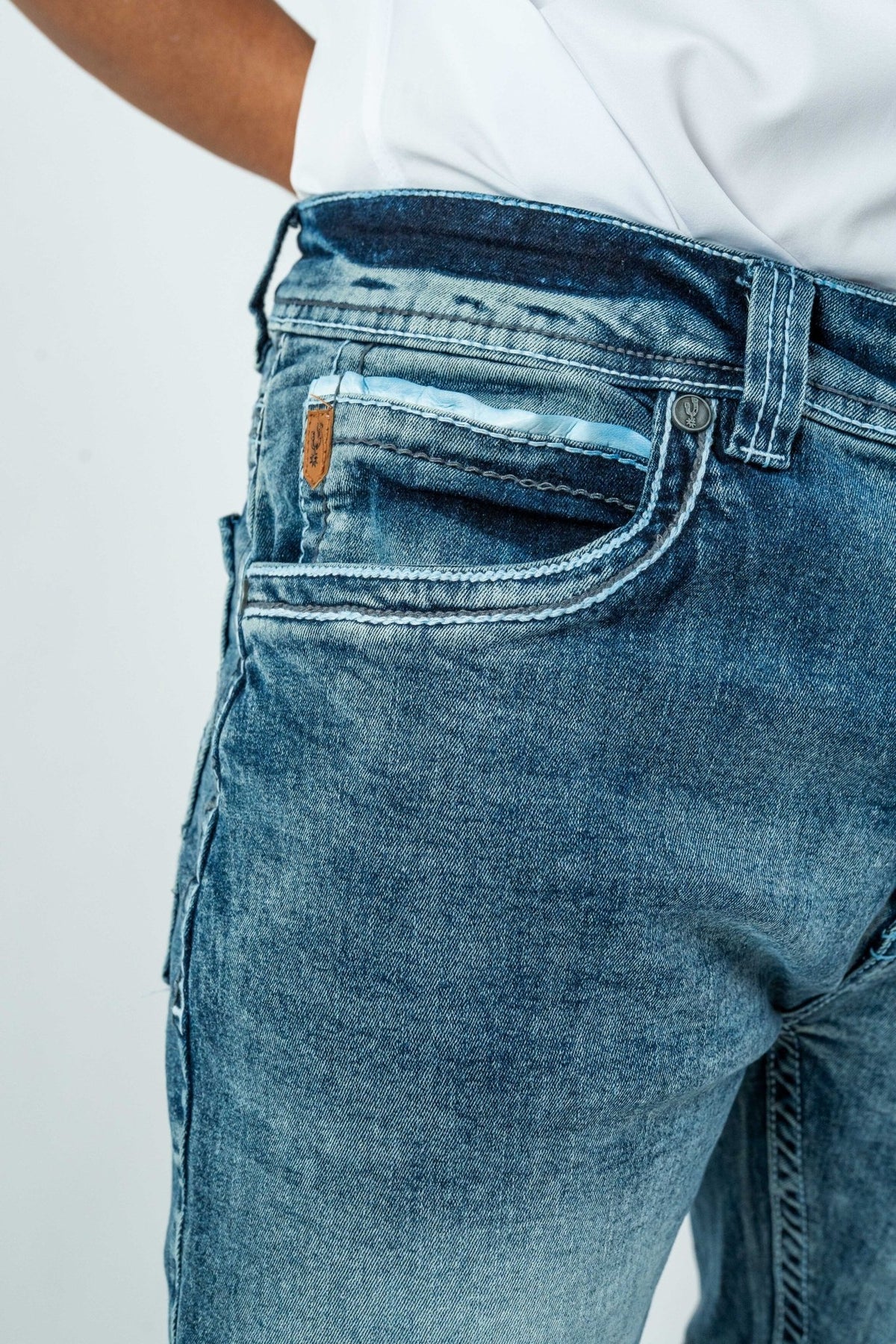 Men's Western Boot Cut Light Blue Denim Jeans (RS-017) - Gomez Western Wear