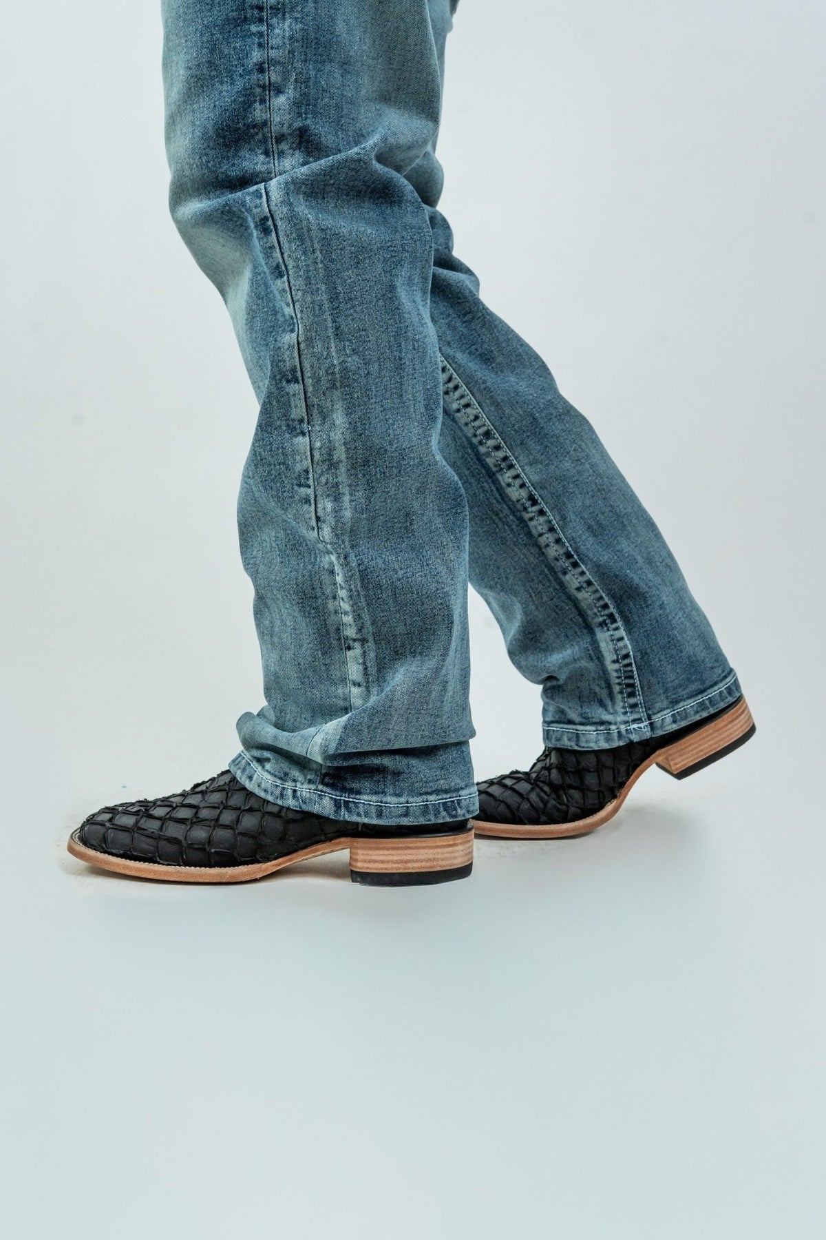 Men's Western Boot Cut Light Blue Denim Jeans (RS-017) - Gomez Western Wear