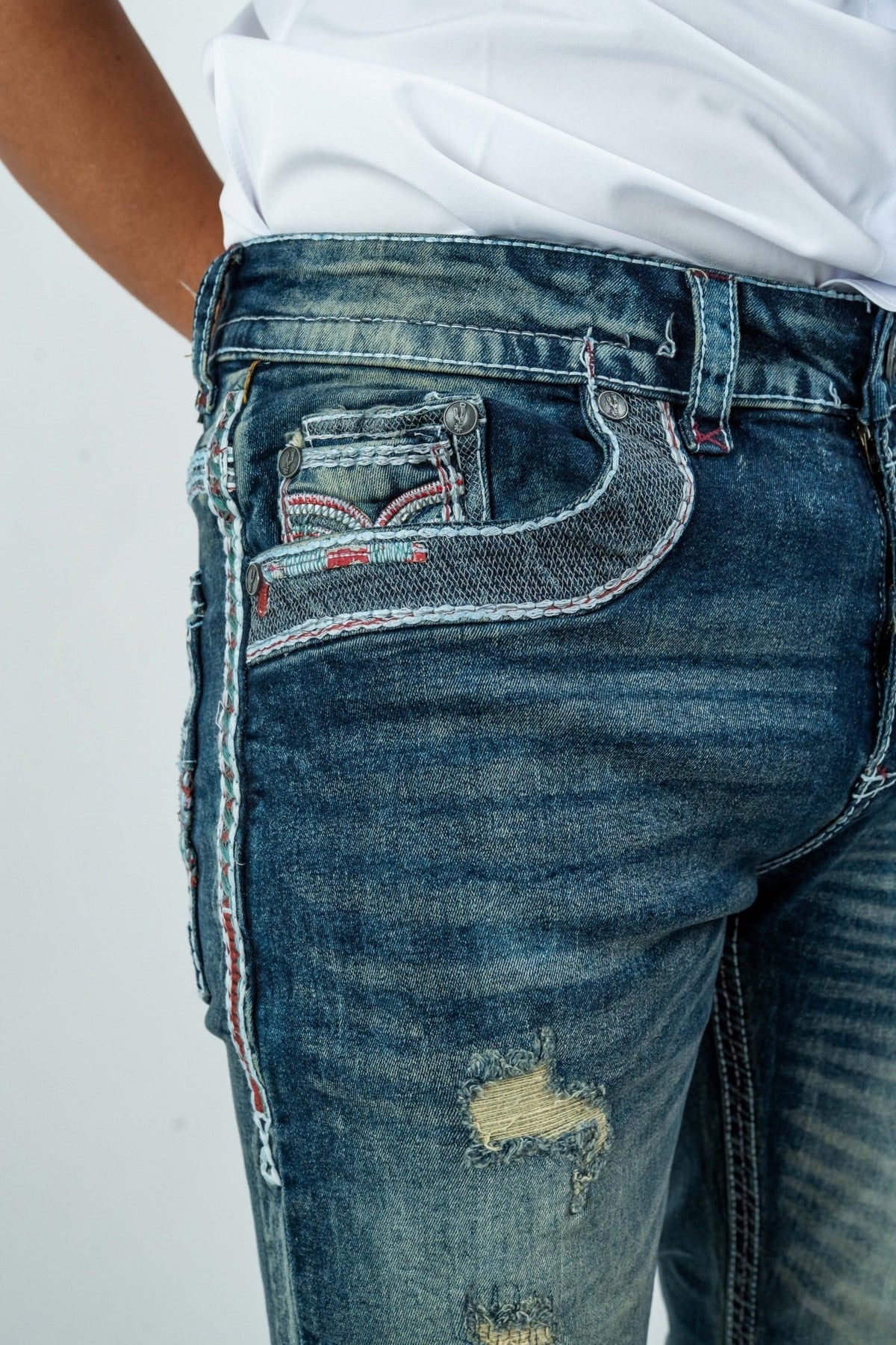 Men's Western Boot Cut Light Wash Denim Jeans (RS-016) - Gomez Western Wear