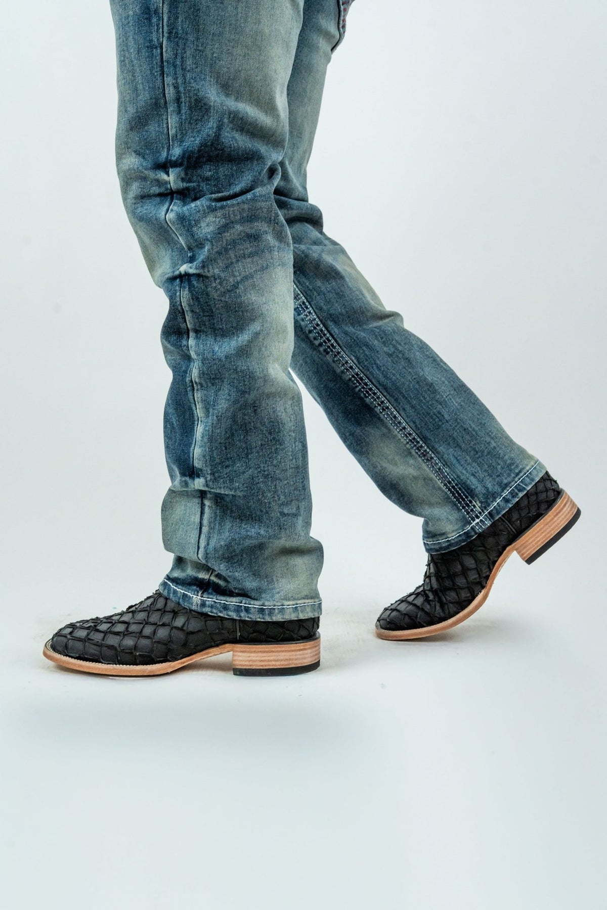 Men's Western Boot Cut Light Wash Denim Jeans (RS-016) - Gomez Western Wear
