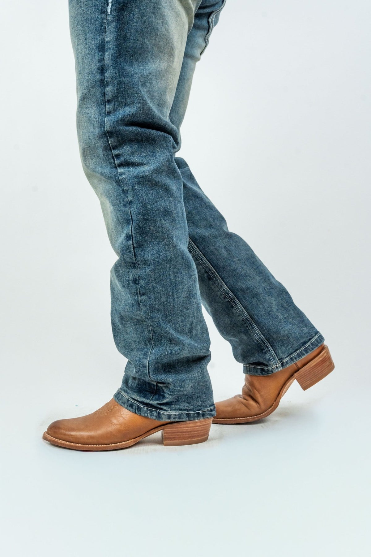 Men's Western Dark Blue Boot Cut Denim Jeans (RS-007) - Gomez Western Wear