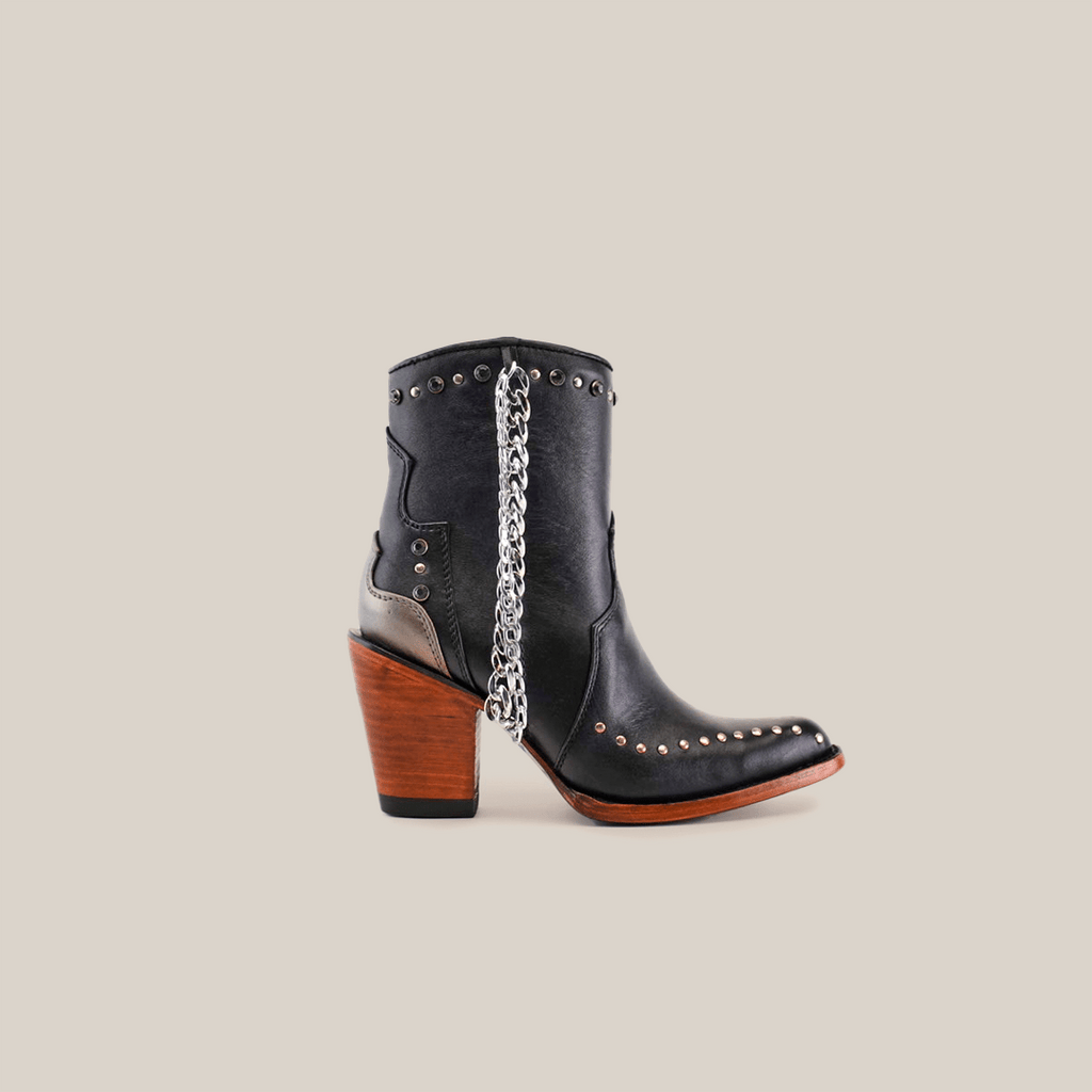 Milan Chains Bootie Black - J Toe - Gomez Western Wear