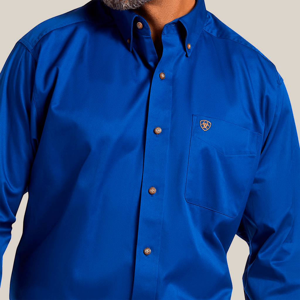 MNS SOLID TWILL CLSC LS SHRT ULTRAMRINE 10006660 - Gomez Western Wear