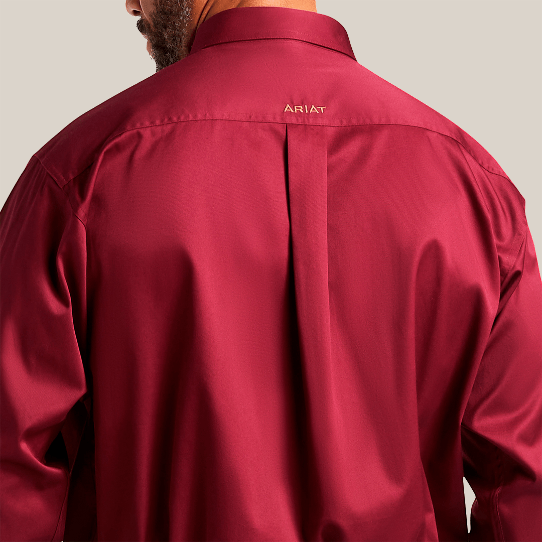 MNS SOLID TWILL CLSSC LS SHRT BURGUNDY 10012635 - Gomez Western Wear