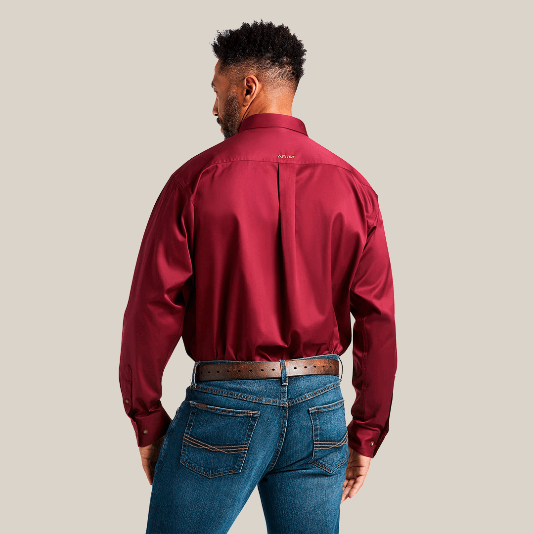 MNS SOLID TWILL CLSSC LS SHRT BURGUNDY 10012635 - Gomez Western Wear