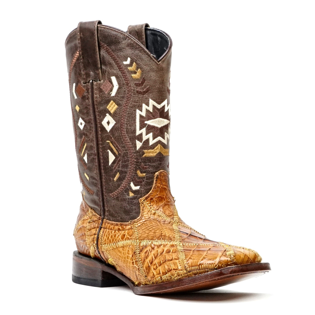 Orix Alligator Patchwork Boots (Youth) - Square Toe (R003) - Gomez Western Wear