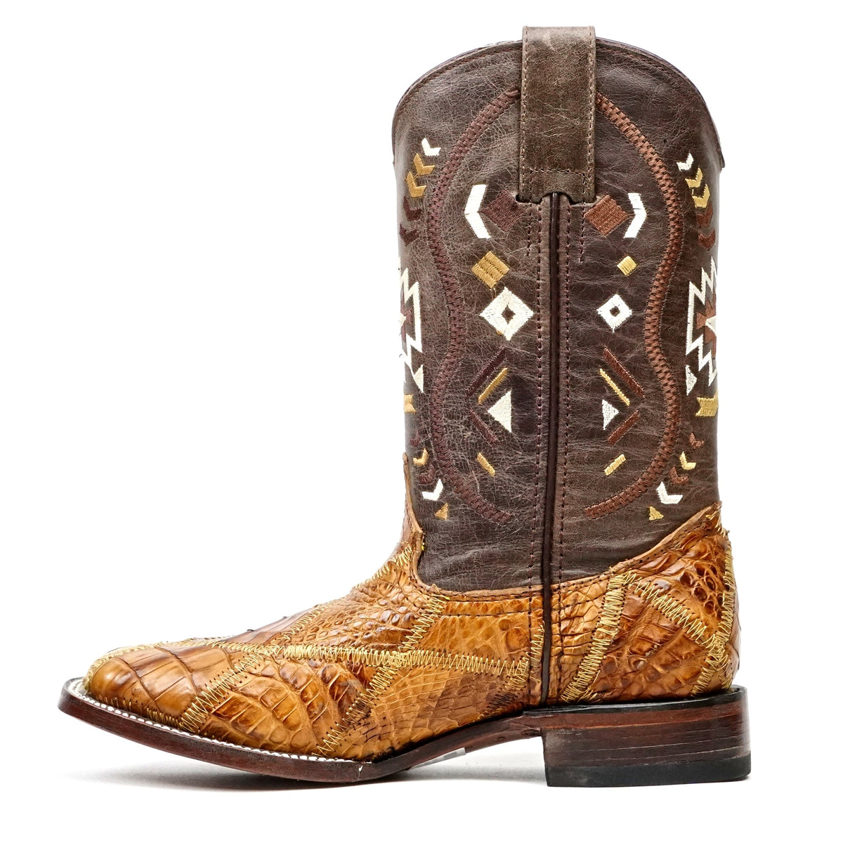 Orix Alligator Patchwork Boots (Youth) - Square Toe (R003) - Gomez Western Wear
