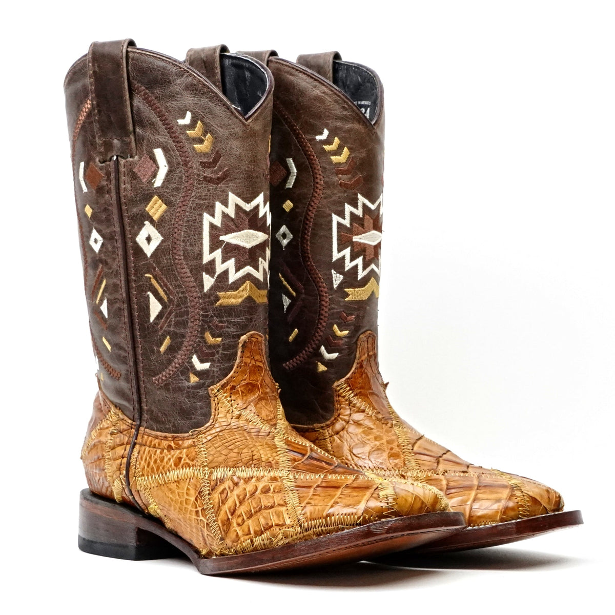 Orix Alligator Patchwork Boots (Youth) - Square Toe (R003) - Gomez Western Wear
