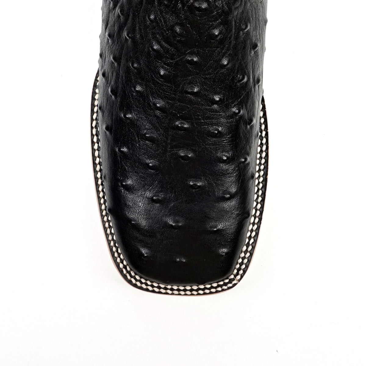 Ostrich Black Cowboy Boots - Embossed Leather - Square Toe (E424) - Gomez Western Wear