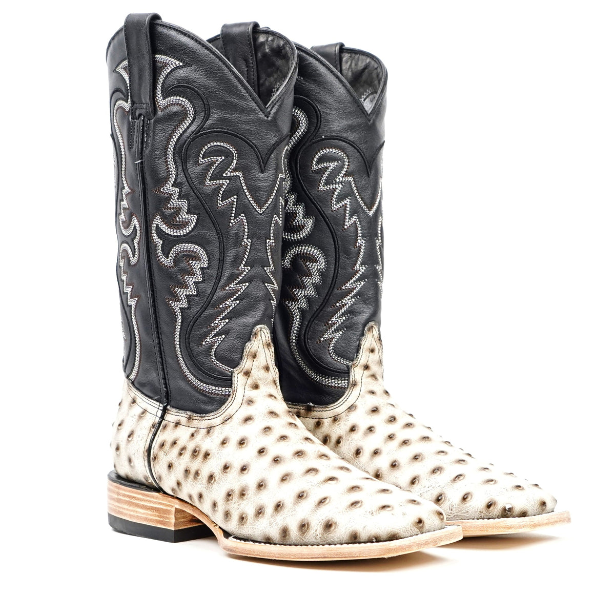 Ostrich Bone Cowboy Boots - Embossed Leather - Square Toe (E424) - Gomez Western Wear