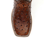 Ostrich Choco Boots (Youth) - Embossed Leather - Square Toe (E424) - Gomez Western Wear