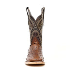 Ostrich Choco Boots (Youth) - Embossed Leather - Square Toe (E424) - Gomez Western Wear