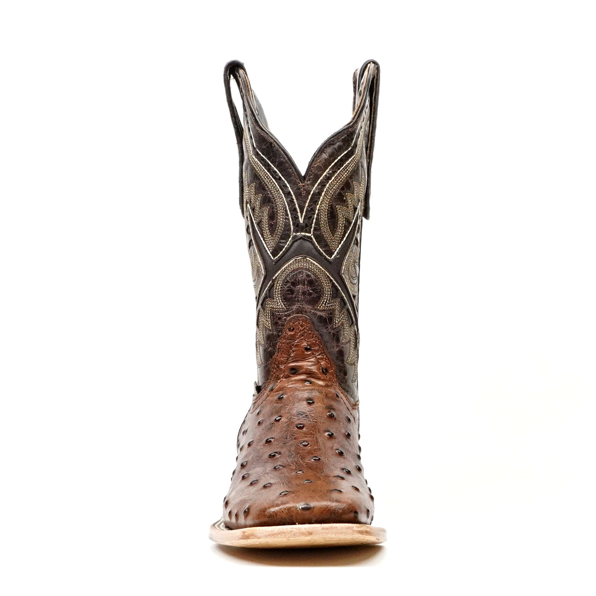 Ostrich Choco Boots (Youth) - Embossed Leather - Square Toe (E424) - Gomez Western Wear