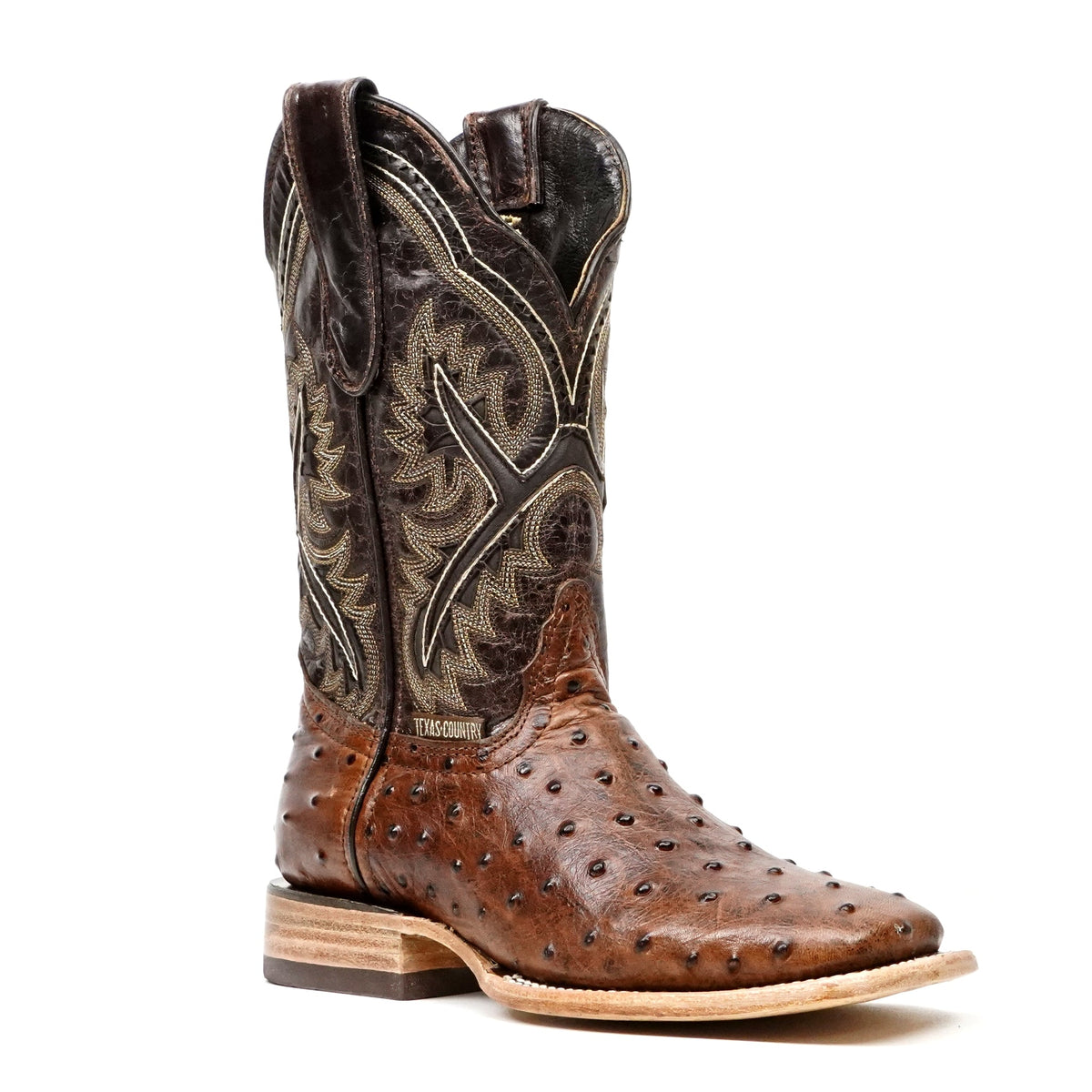 Ostrich Choco Boots (Youth) - Embossed Leather - Square Toe (E424) - Gomez Western Wear