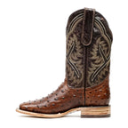 Ostrich Choco Boots (Youth) - Embossed Leather - Square Toe (E424) - Gomez Western Wear