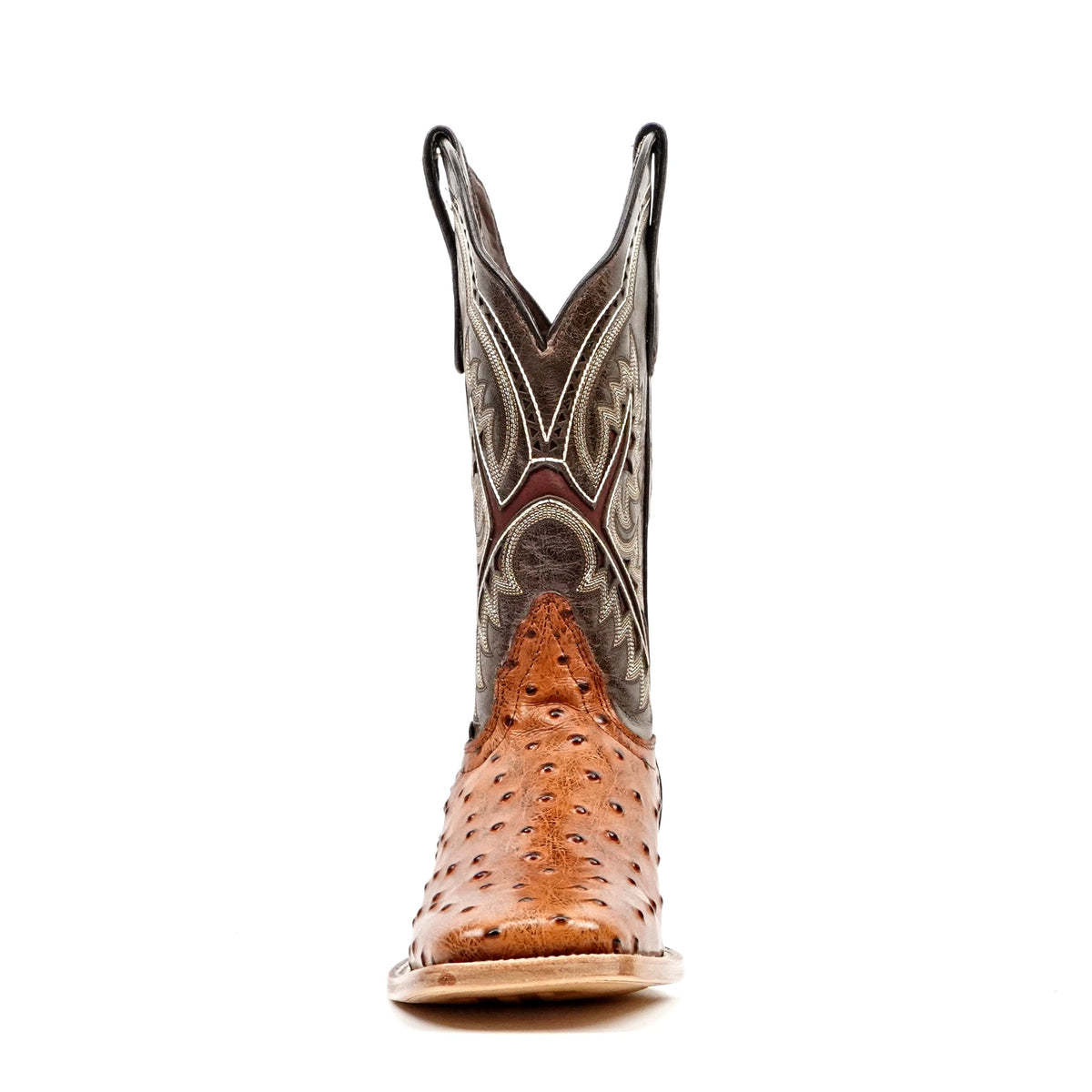 Ostrich Cognac Cowboy Boots - Embossed Leather - Square Toe (E424) - Gomez Western Wear