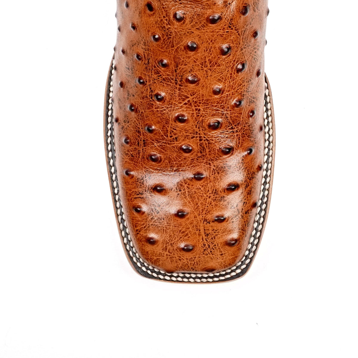 Ostrich Cognac Cowboy Boots - Embossed Leather - Square Toe (E424) - Gomez Western Wear