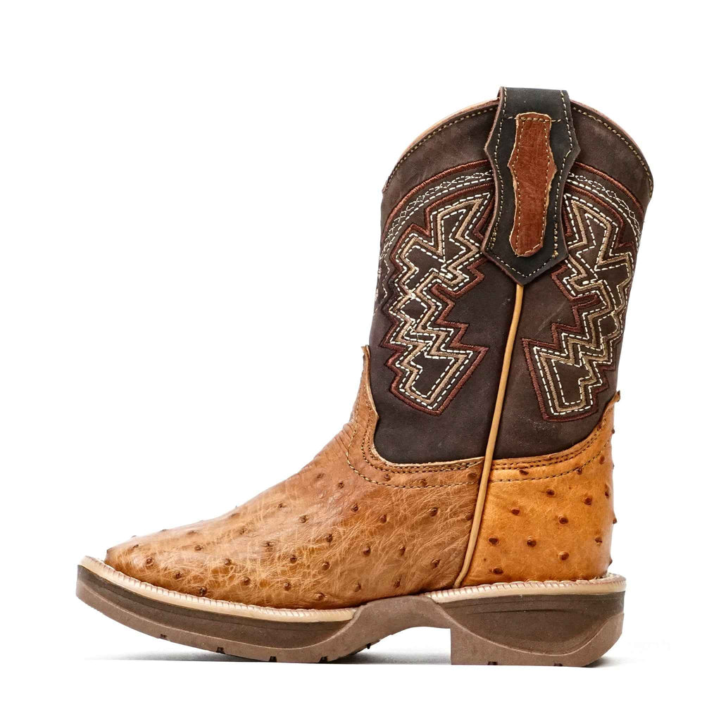 Ostrich Shedron Kids Boots - Double-Density Sole - Square Toe - Gomez Western Wear