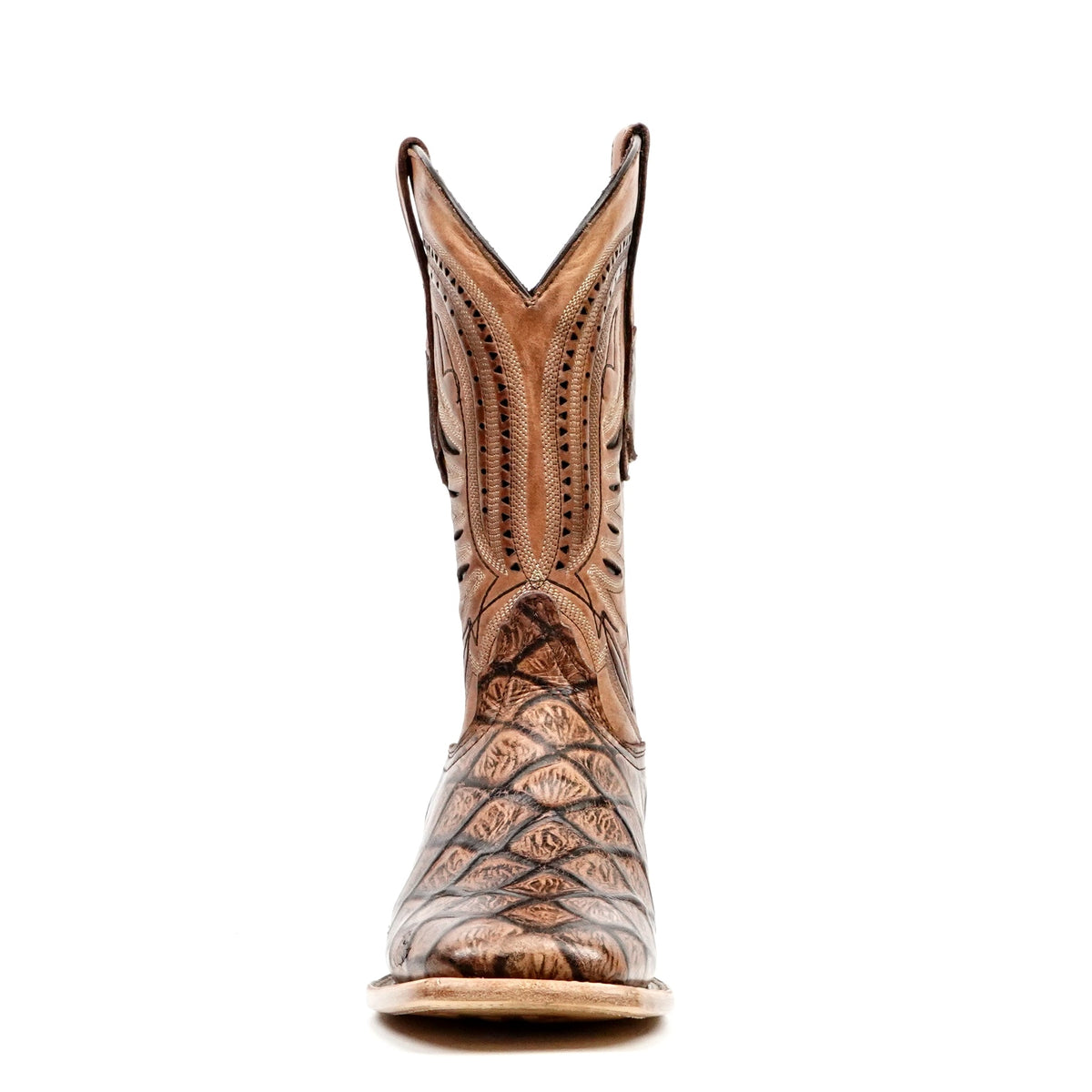 Pirarucu Chocolate Boots - Embossed Leather - Square Toe (E687) - Gomez Western Wear