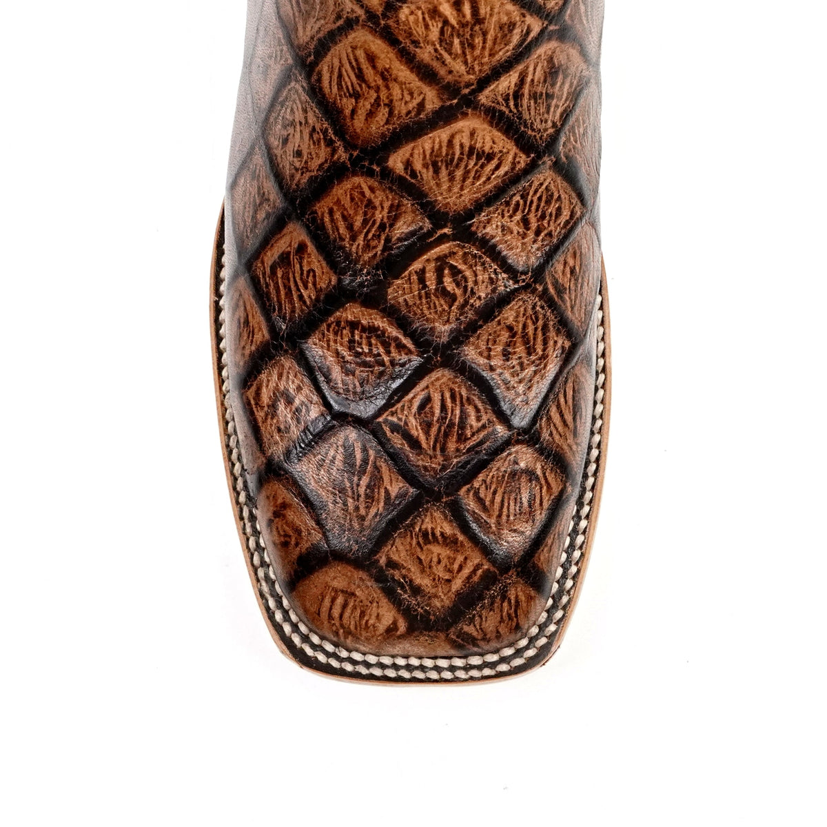 Pirarucu Chocolate Boots - Embossed Leather - Square Toe (E687) - Gomez Western Wear