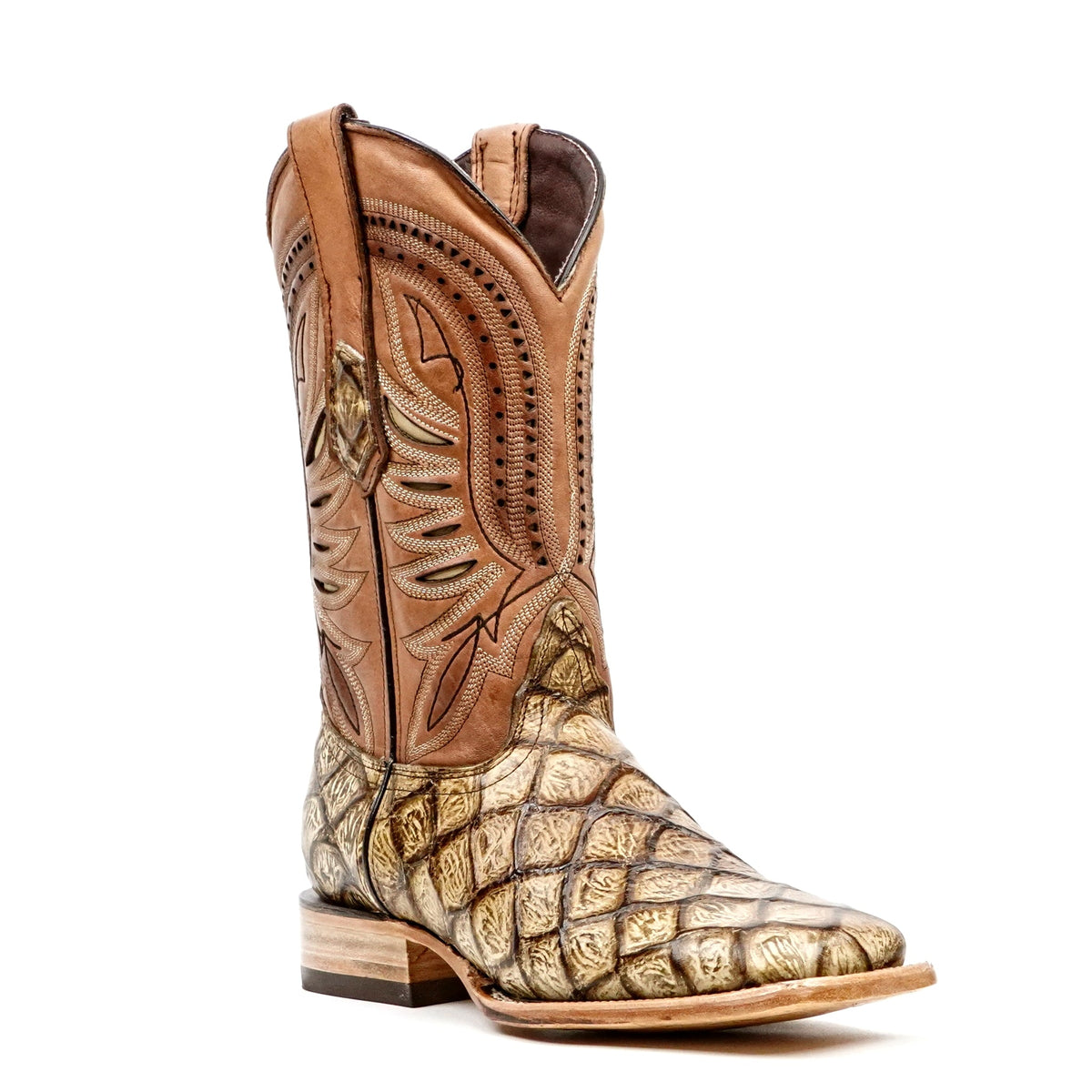Pirarucu Orix Boots - Embossed Leather - Square Toe (E687) - Gomez Western Wear