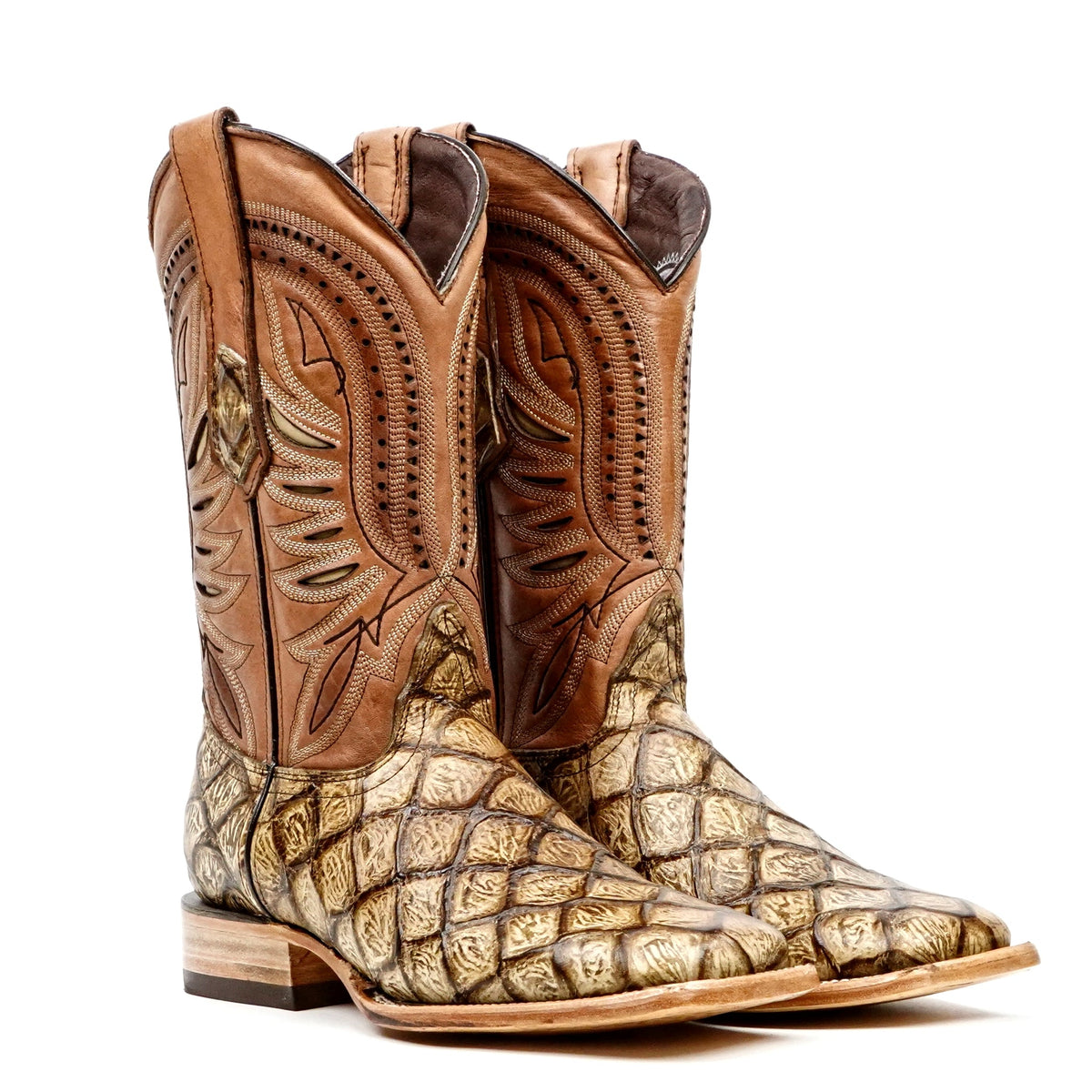 Pirarucu Orix Boots - Embossed Leather - Square Toe (E687) - Gomez Western Wear