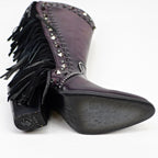 Praga Fringe Wine Tall Shaft Boots - J Toe - Gomez Western Wear