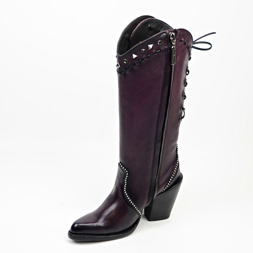 Praga Fringe Wine Tall Shaft Boots - J Toe - Gomez Western Wear
