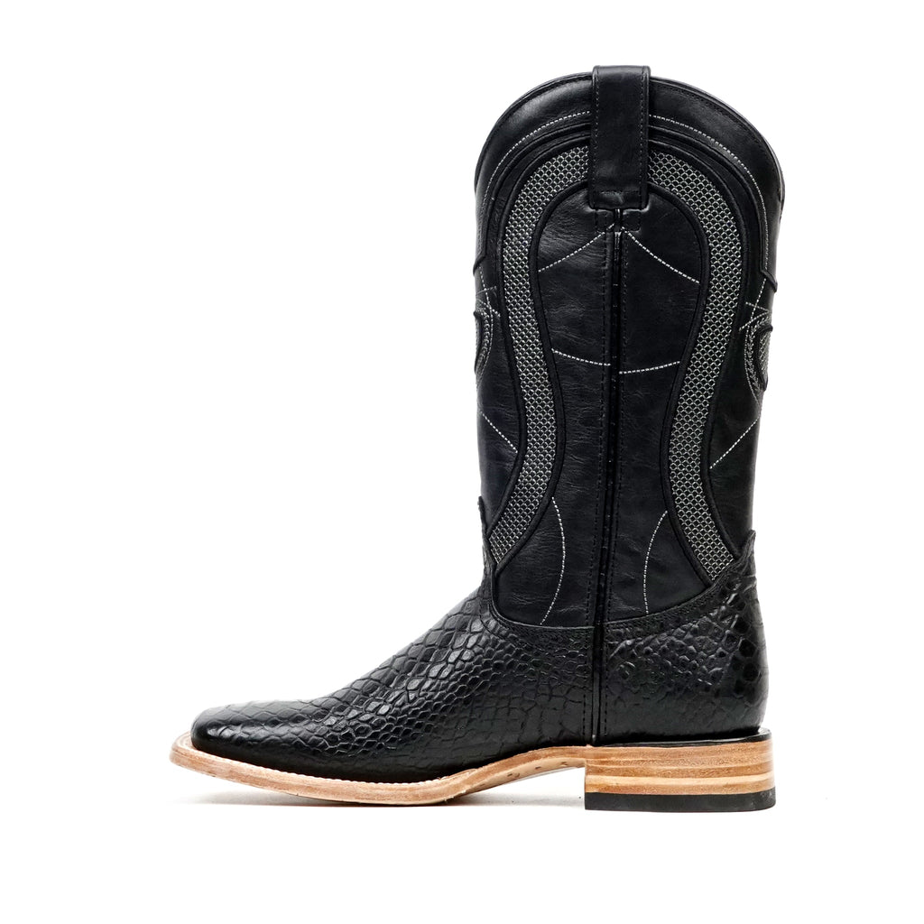 Python Black Boots - Embossed Leather - Square Toe (E913) - Gomez Western Wear