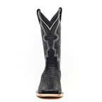 Python Black Cowboy Boots - Embossed Leather - Square Toe (E425) - Gomez Western Wear