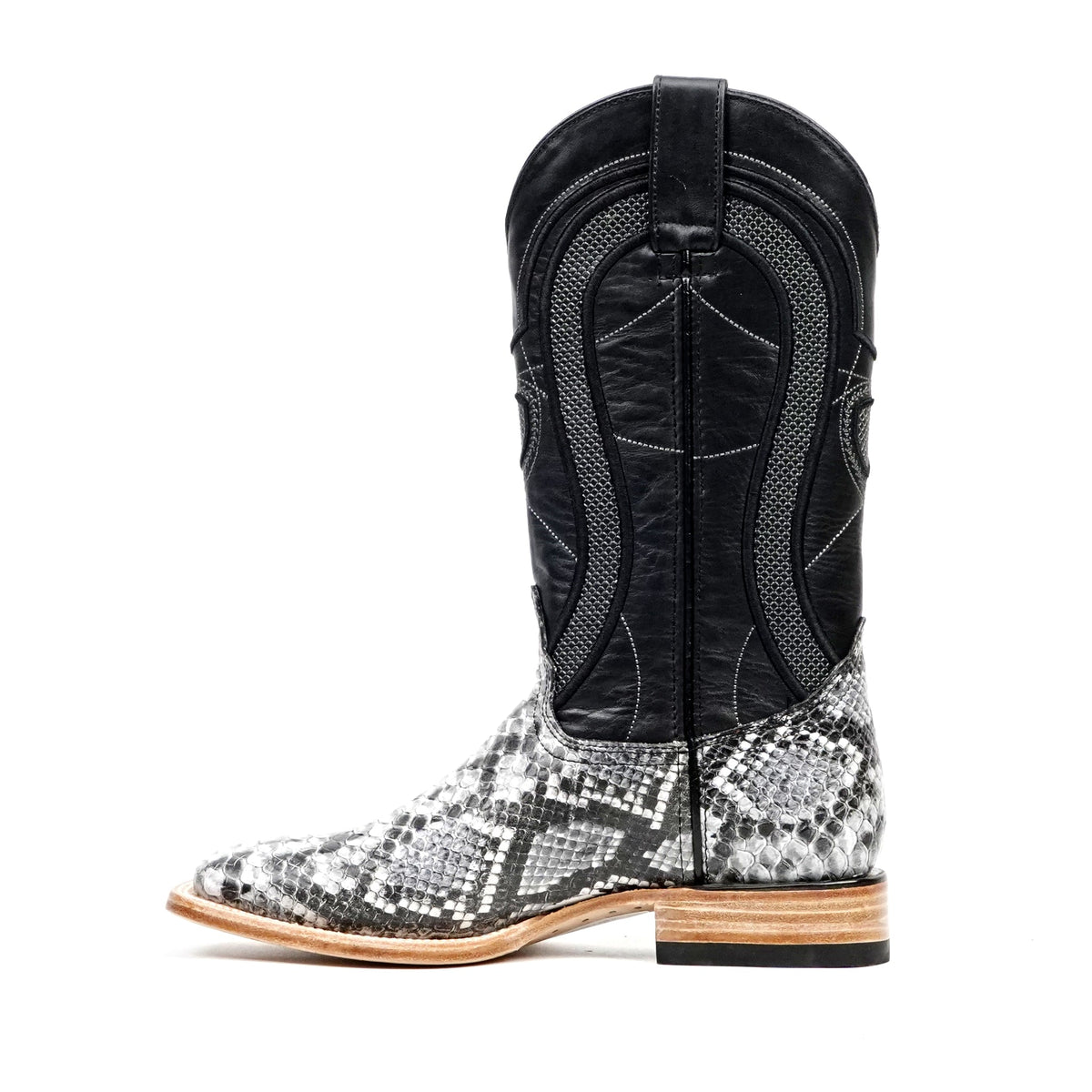 Python Natural Cowboy Boots - Embossed Leather - Square Toe (E913) - Gomez Western Wear