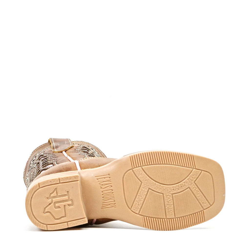 Ranch Tan Girl Boots - Slip-Resistant Sole - Square Toe (K718) - Gomez Western Wear