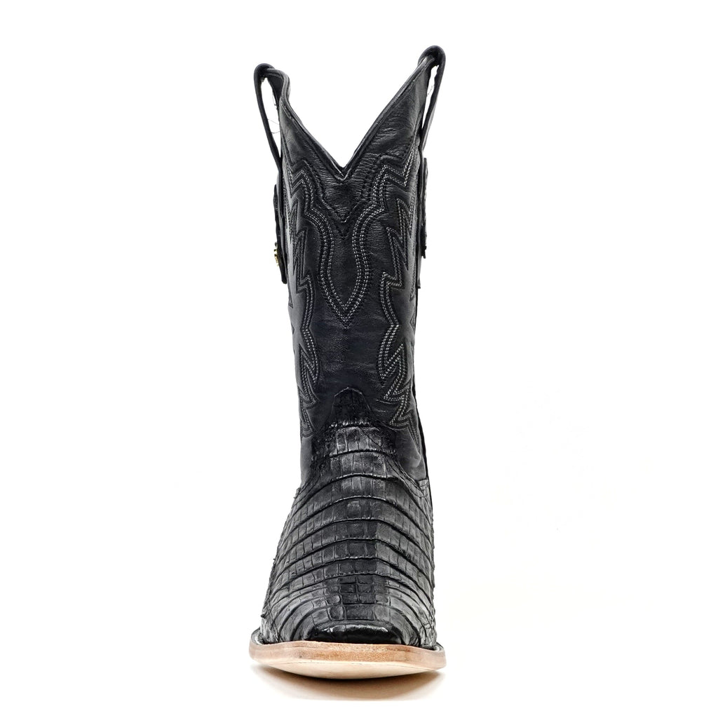 Rhodes Caiman Belly Boots - Black - Cutter Toe (LM26) - Gomez Western Wear