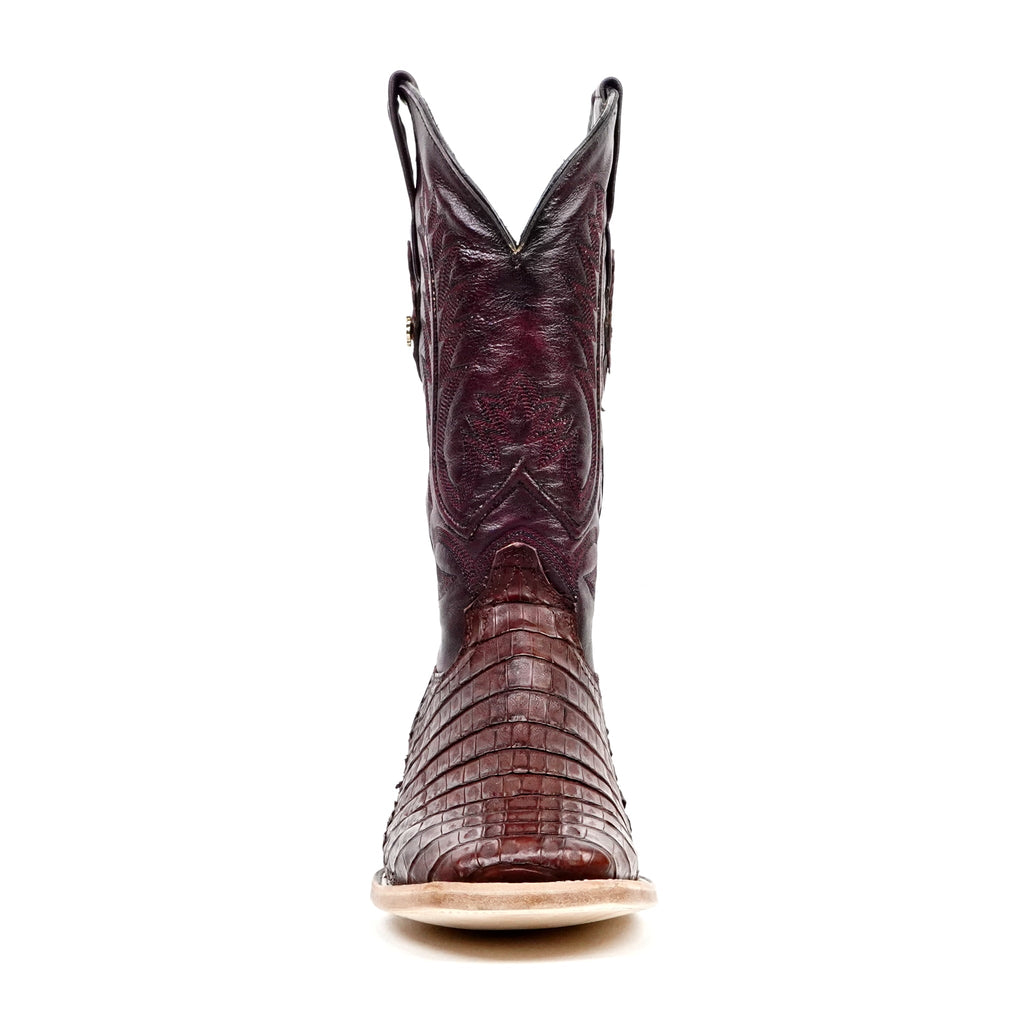 Rhodes Caiman Belly Boots - Wine - Square Toe (LM10) - Gomez Western Wear