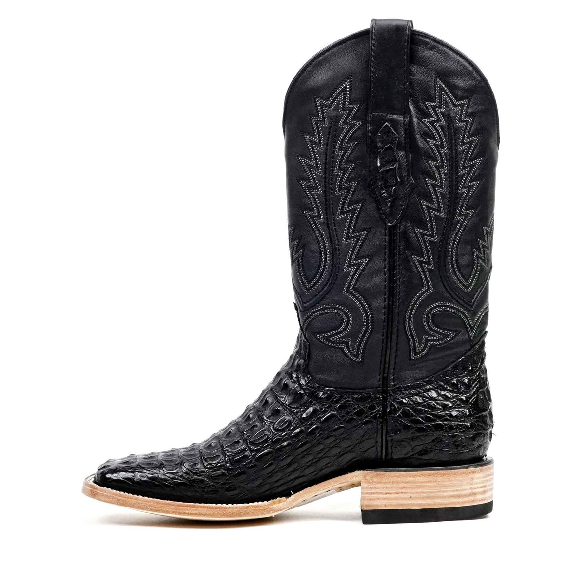 Rhodes Caiman Hornback Boots - Black - Square Toe (LM10) - Gomez Western Wear