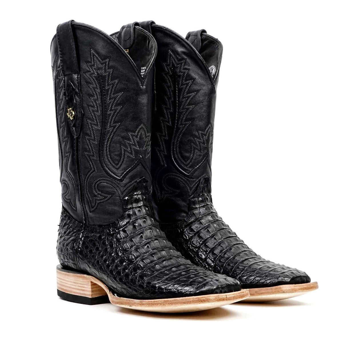 Rhodes Caiman Hornback Boots - Black - Square Toe (LM10) - Gomez Western Wear