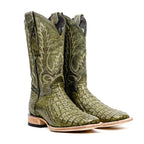 Rhodes Caiman Hornback Boots - Jungle Green - Square Toe (LM10) - Gomez Western Wear