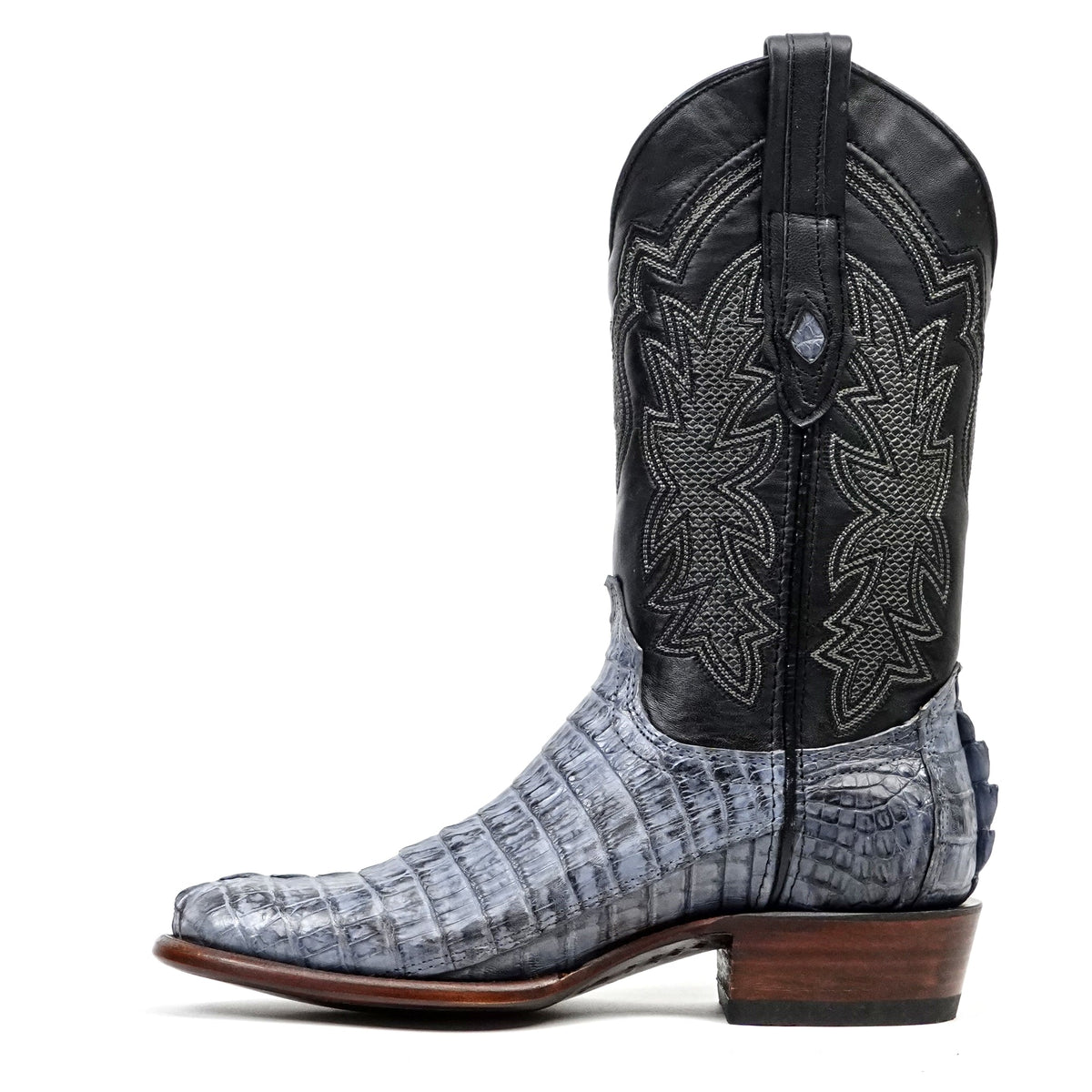 Rhodes Caiman Tail Boots - Denim Blue - Roper Toe - Gomez Western Wear