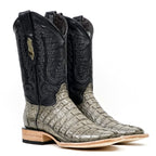 Rhodes Caiman Tail Boots - Gray - Square Toe - Gomez Western Wear